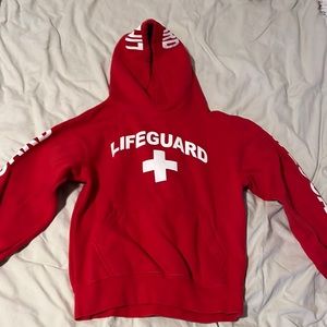 red lifeguard hoodie